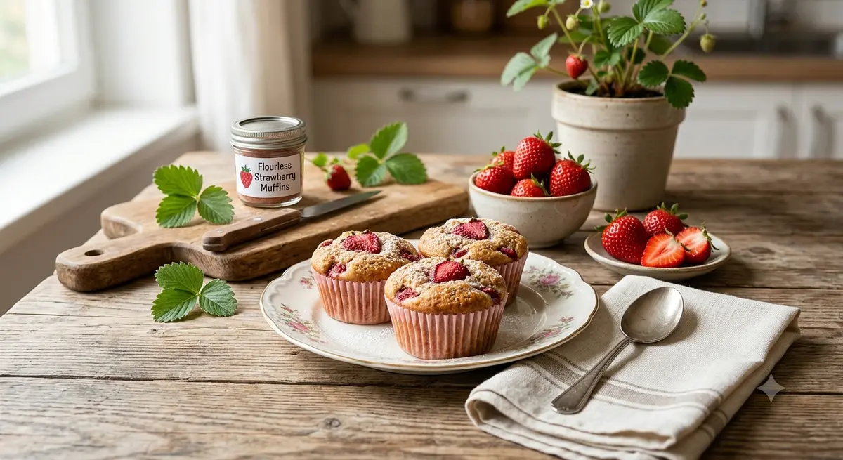 Flourless Strawberry Muffins